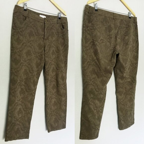 Chico's Jacquard 5 Pocket Ankle Pants in Sherwood Olive Women's 2.5 US 14 Green - Picture 14 of 16